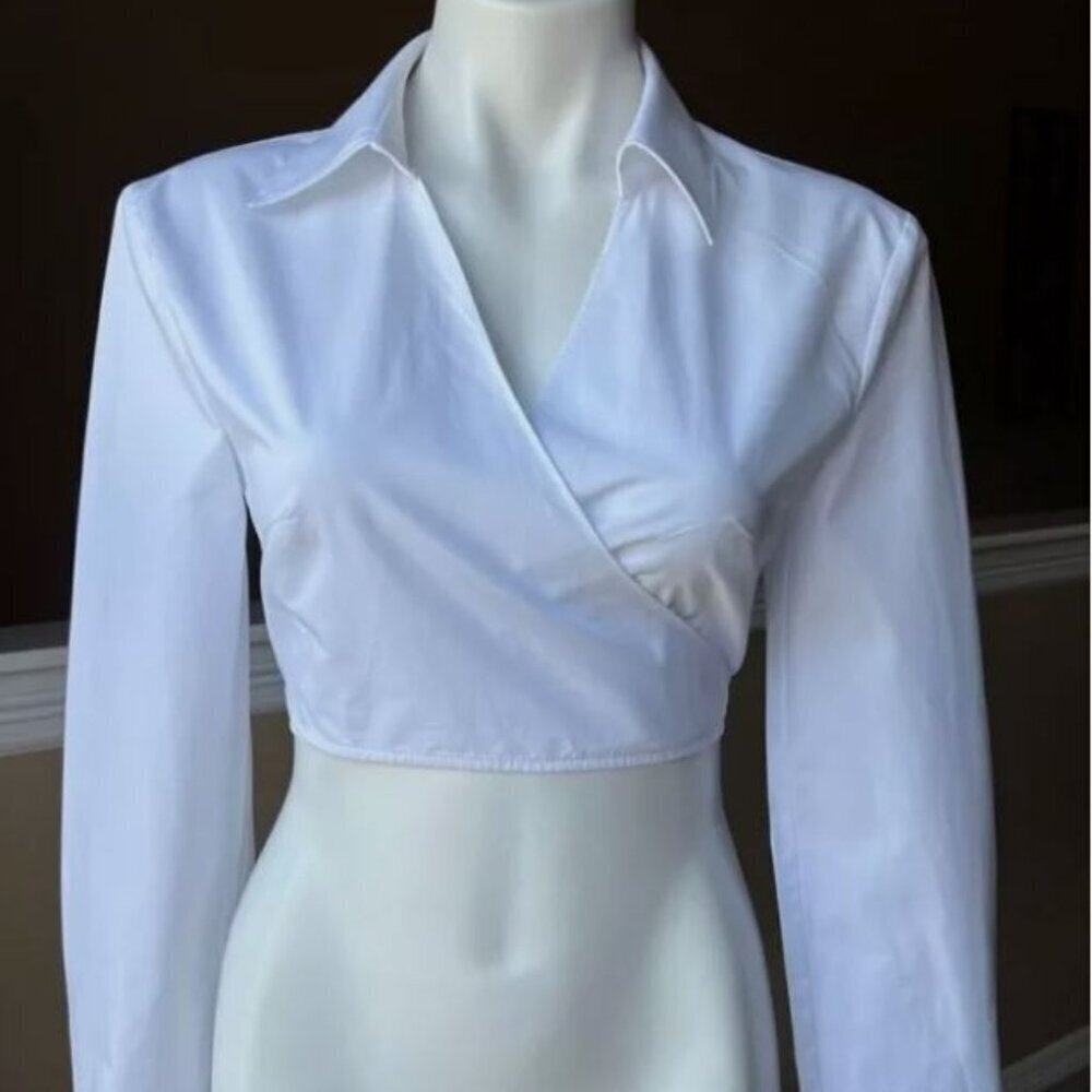ZARA WOMAN WHITE CROP POPLIN SHIRT SIZE S 7385 029 250